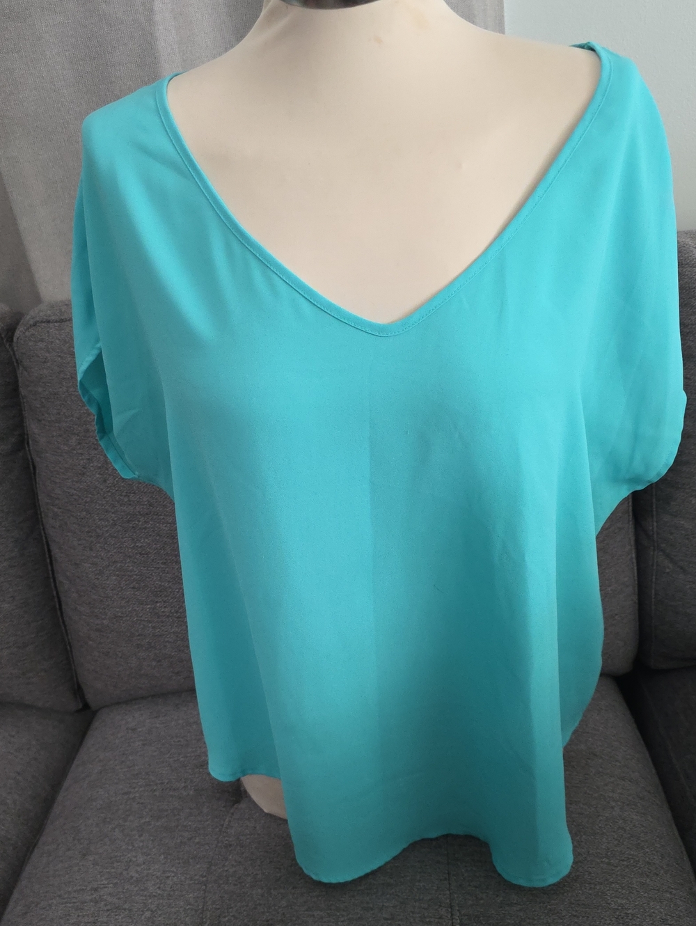 Women's V-Neck Short Sleeve Top - Teal
